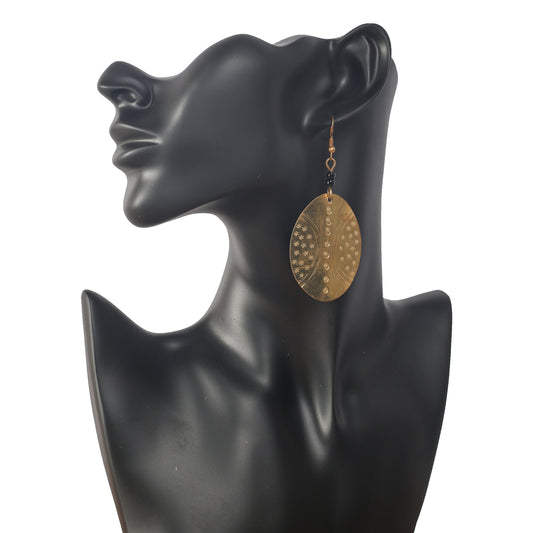 Long gold plated earrings with unique designs