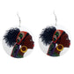 Round Wooden African Earrings featuring a beautiful black woman with braids wearing a headwrap.
