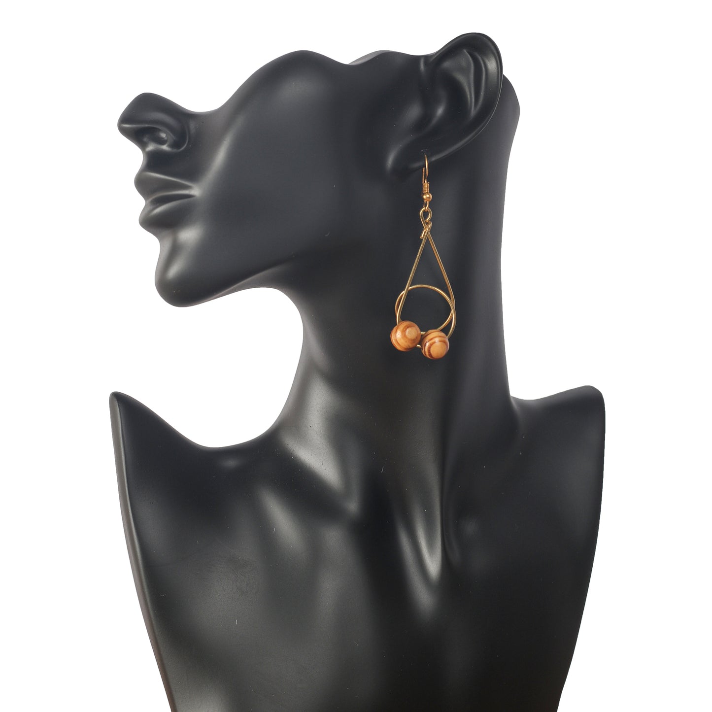 Brown Ball Drop Earrings