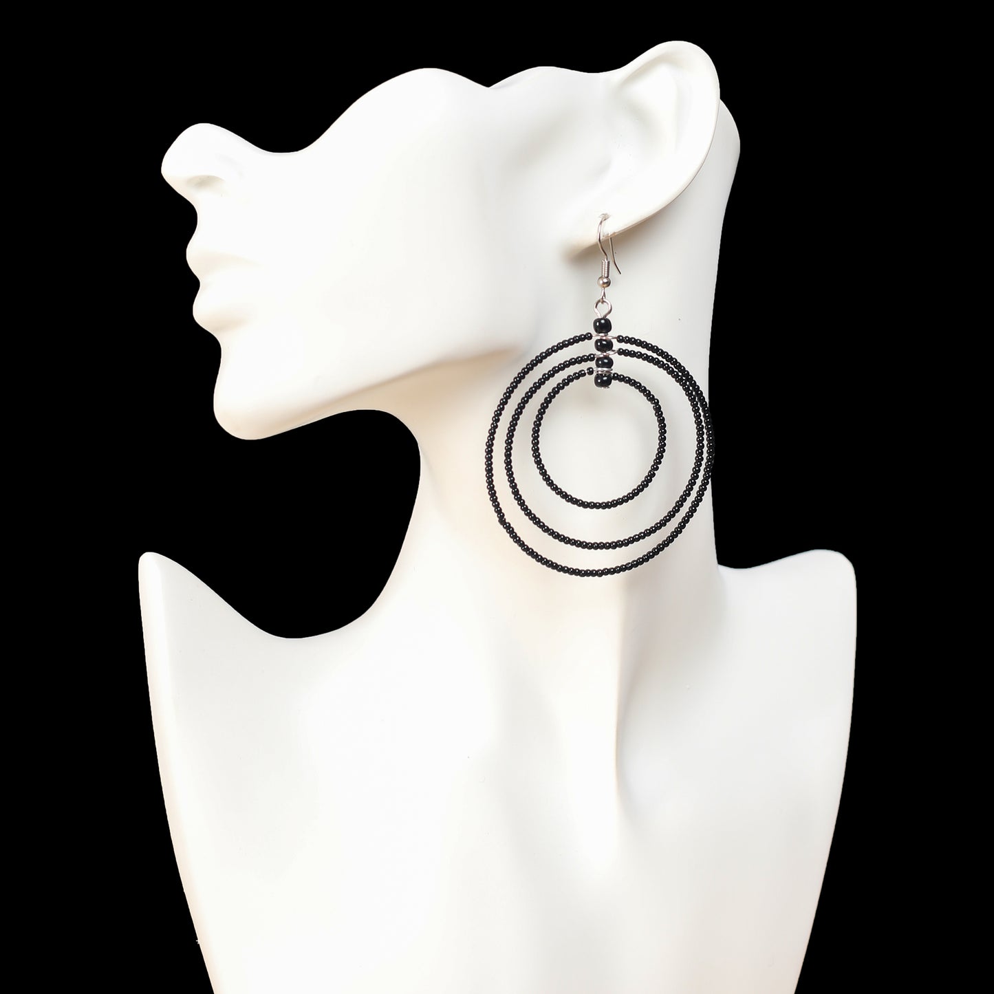 Black Triple Hoop Earrings