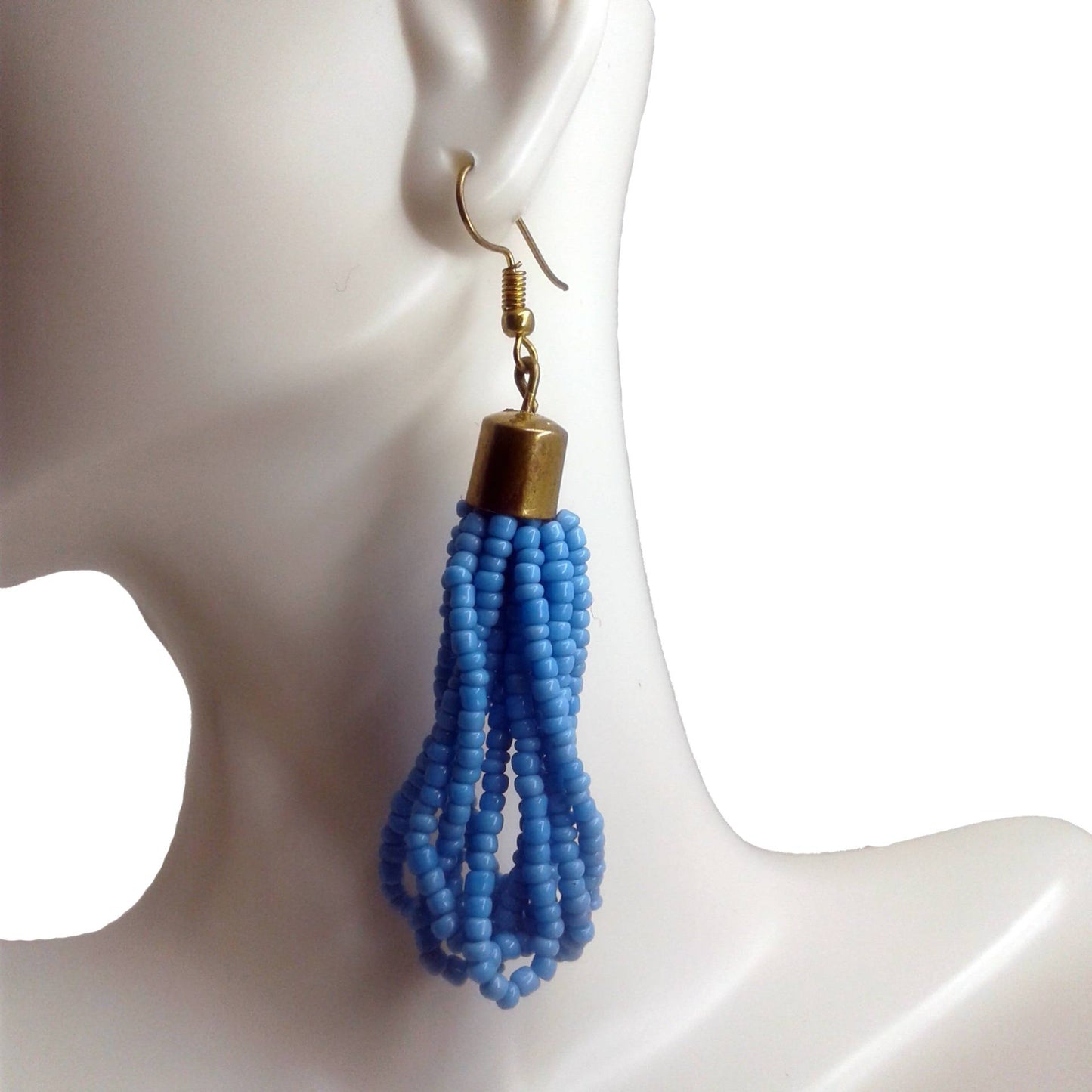 Blue beaded earrings