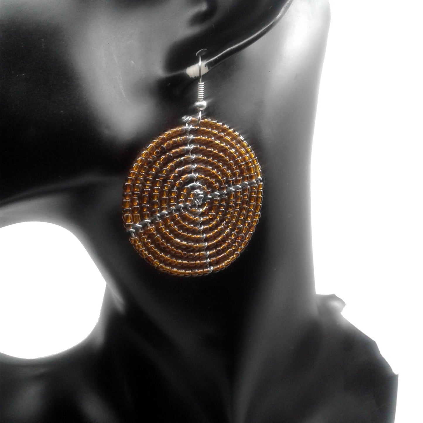 Small Round Beaded Beaded Earrings