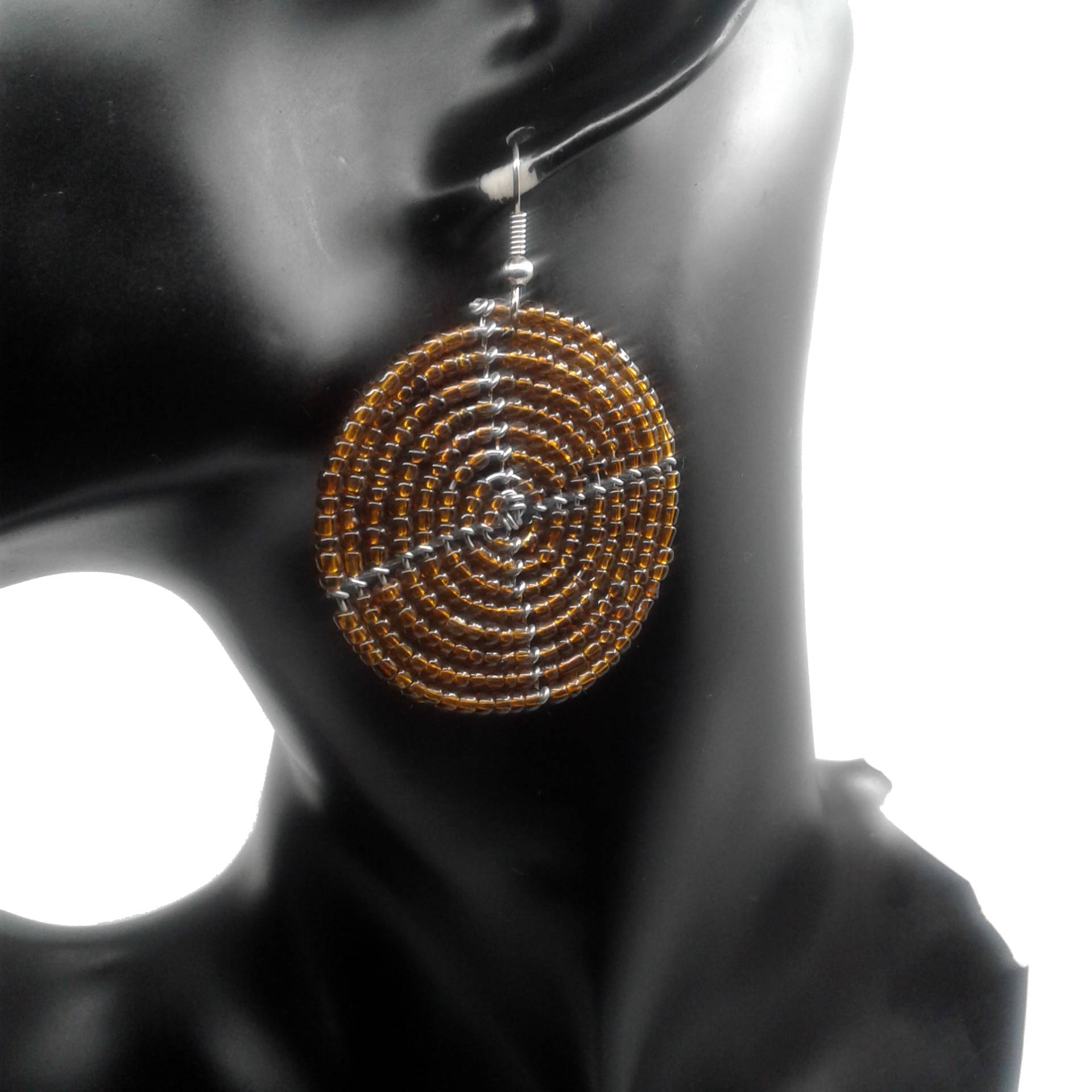 Small Round Beaded Beaded Earrings