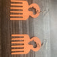 Pair of wooden comb earrings 