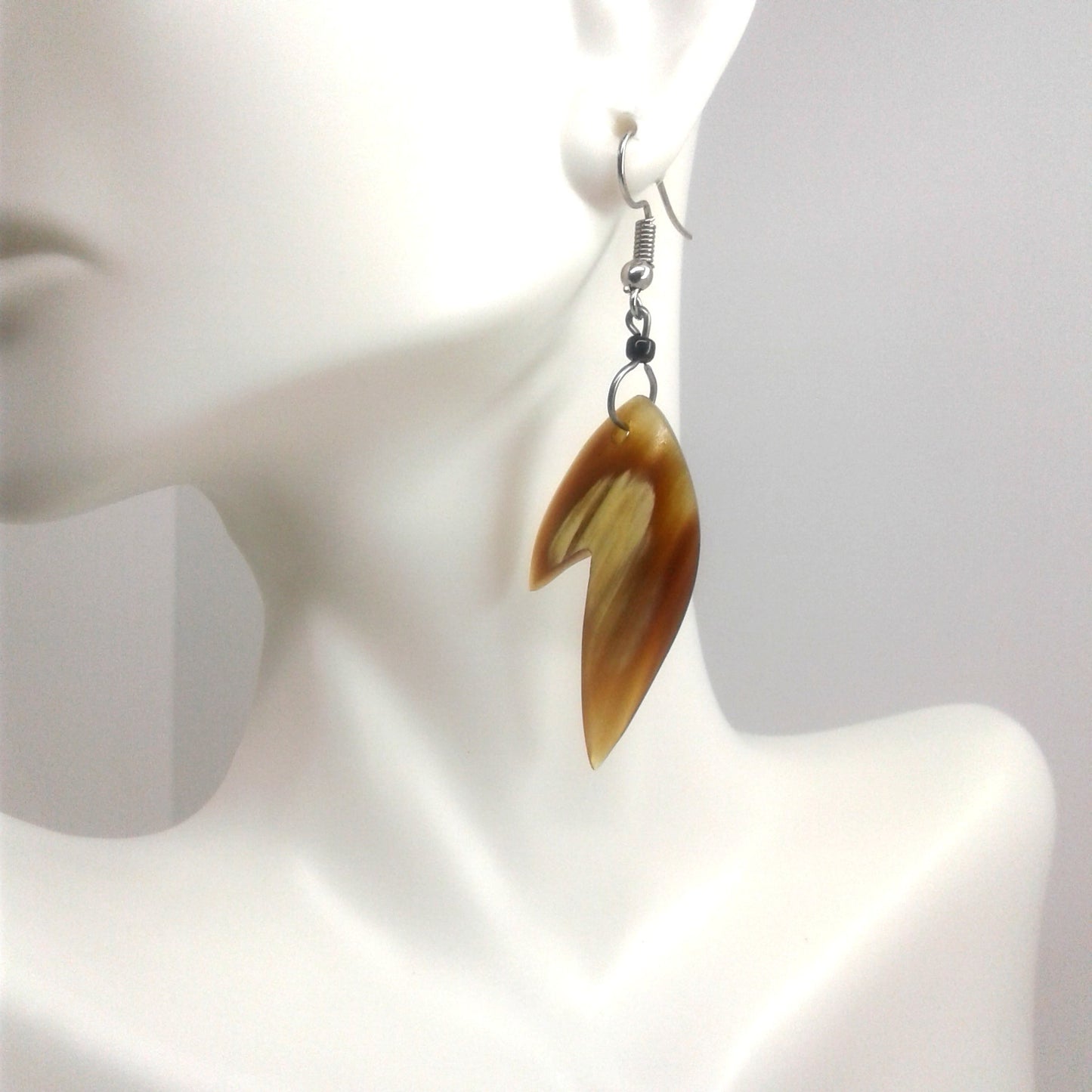 Hanging Earrings handmade with camel bone.