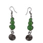 Green Beaded Earrings, handmade with silver plated brass and green beads