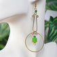 Long Green Bead Hoop Earrings