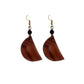 Long Dangle Earrings handmade with wood shaped as half moon