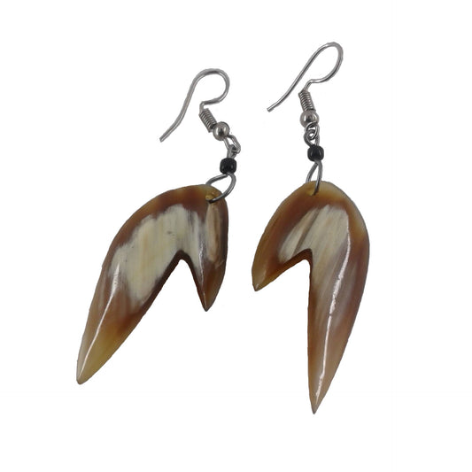 Hanging Earrings handmade with camel bone.