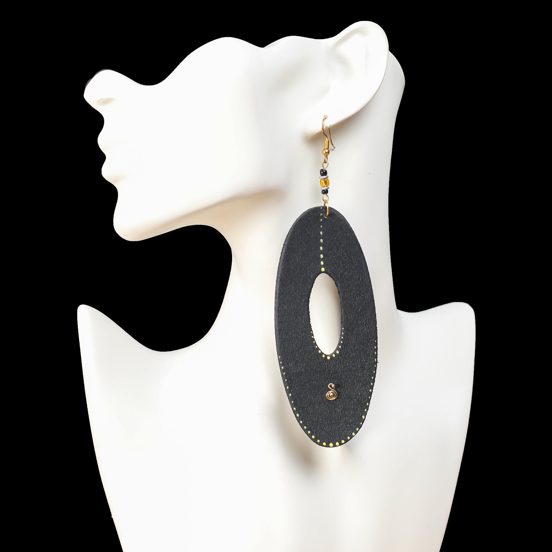 Long Black wooden earrings