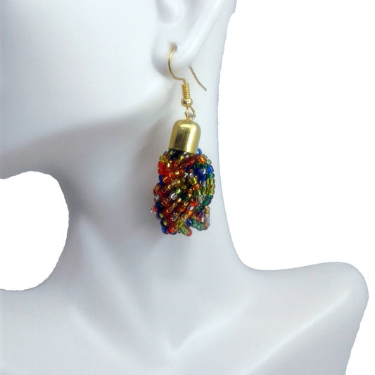 Small Dangle Earrings with multicolor beads