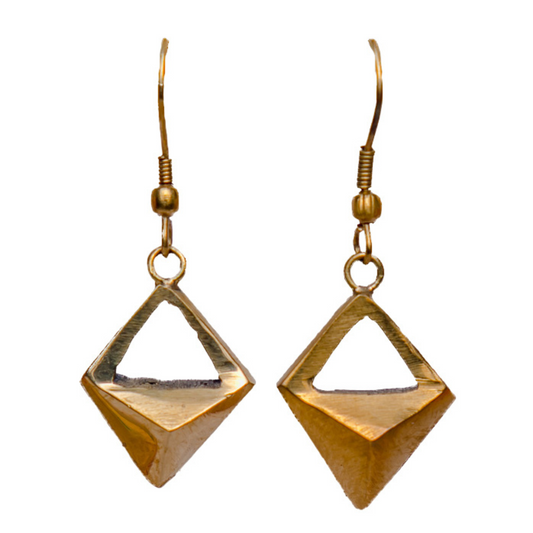 Small Dangle Earrings handmade with gold plated brass.