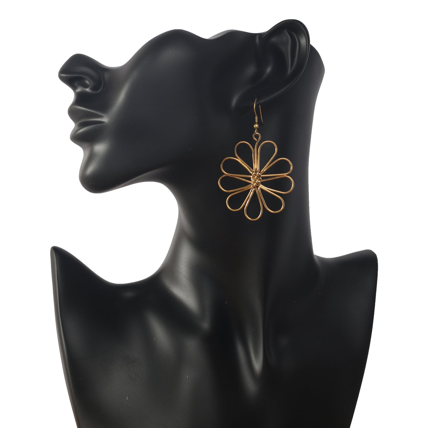 Small Gold Plated Earrings with an abstract flower design