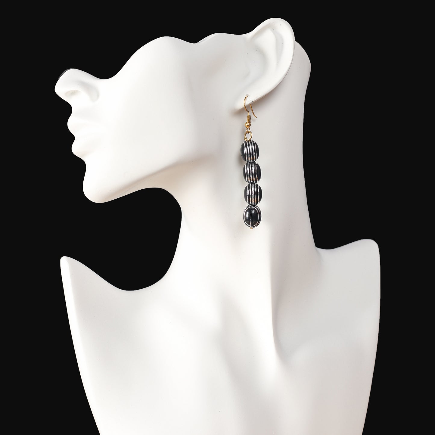 Black and silver Beaded Earrings