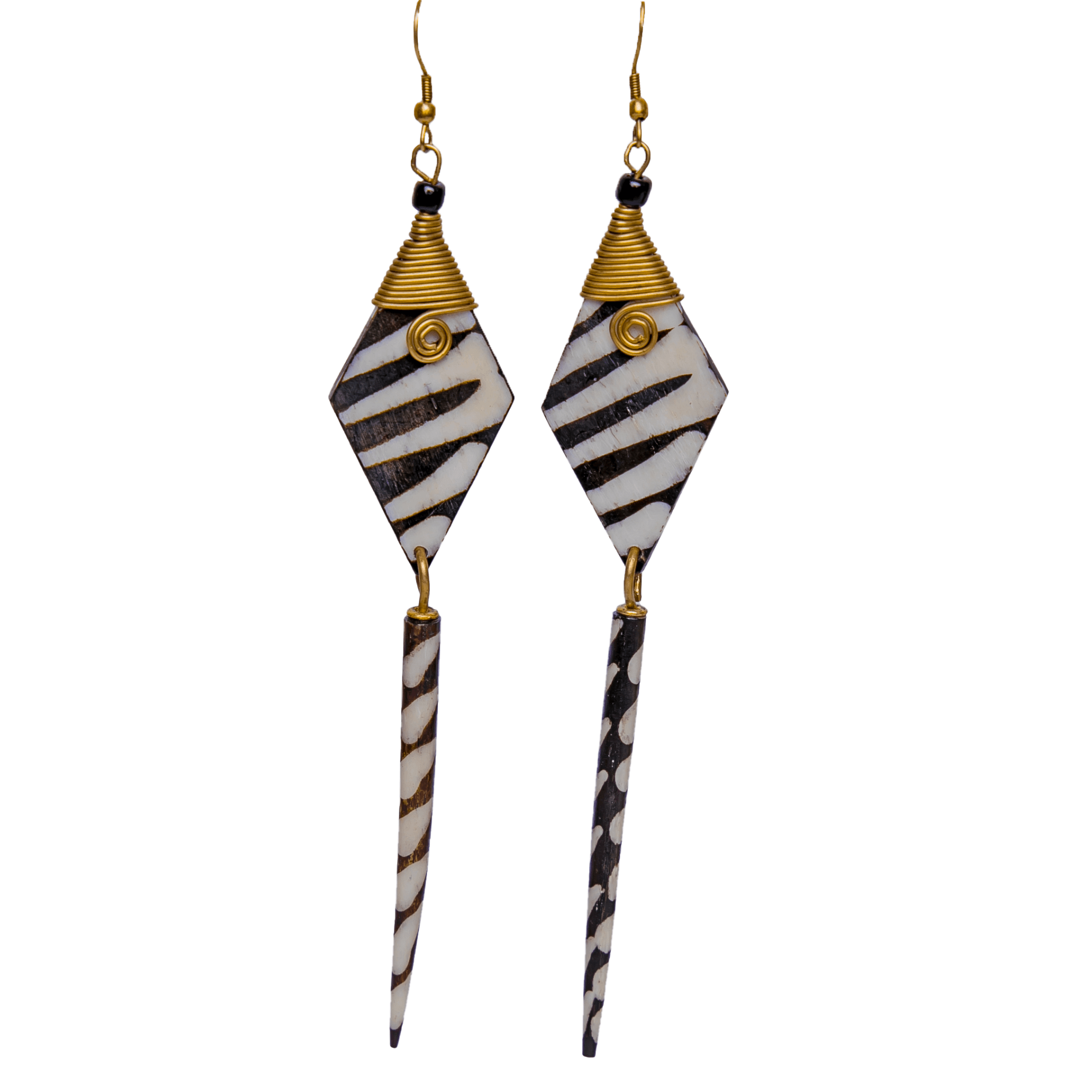 Long black and white earrings