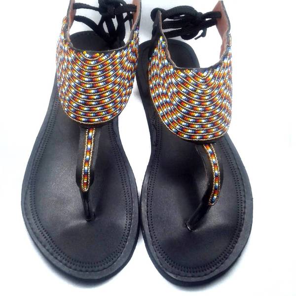 Flat Sandals With Ankle Straps | My African Gold