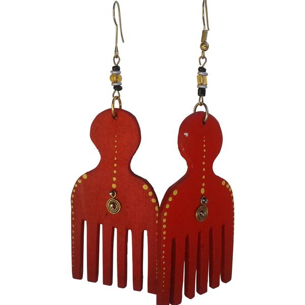 Afro pick earrings