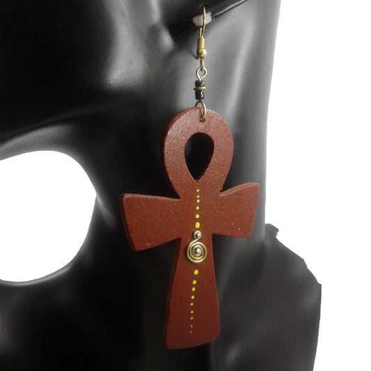 Brown Egyptian Ankh  Earrings
