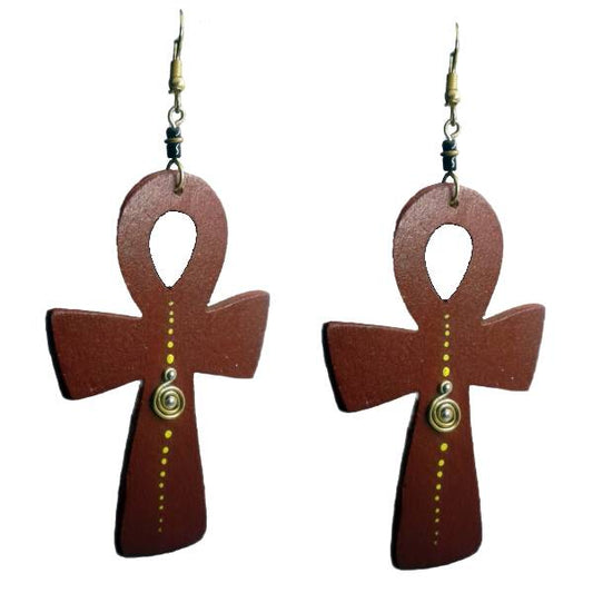 Brown Egyptian Ankh  Earrings