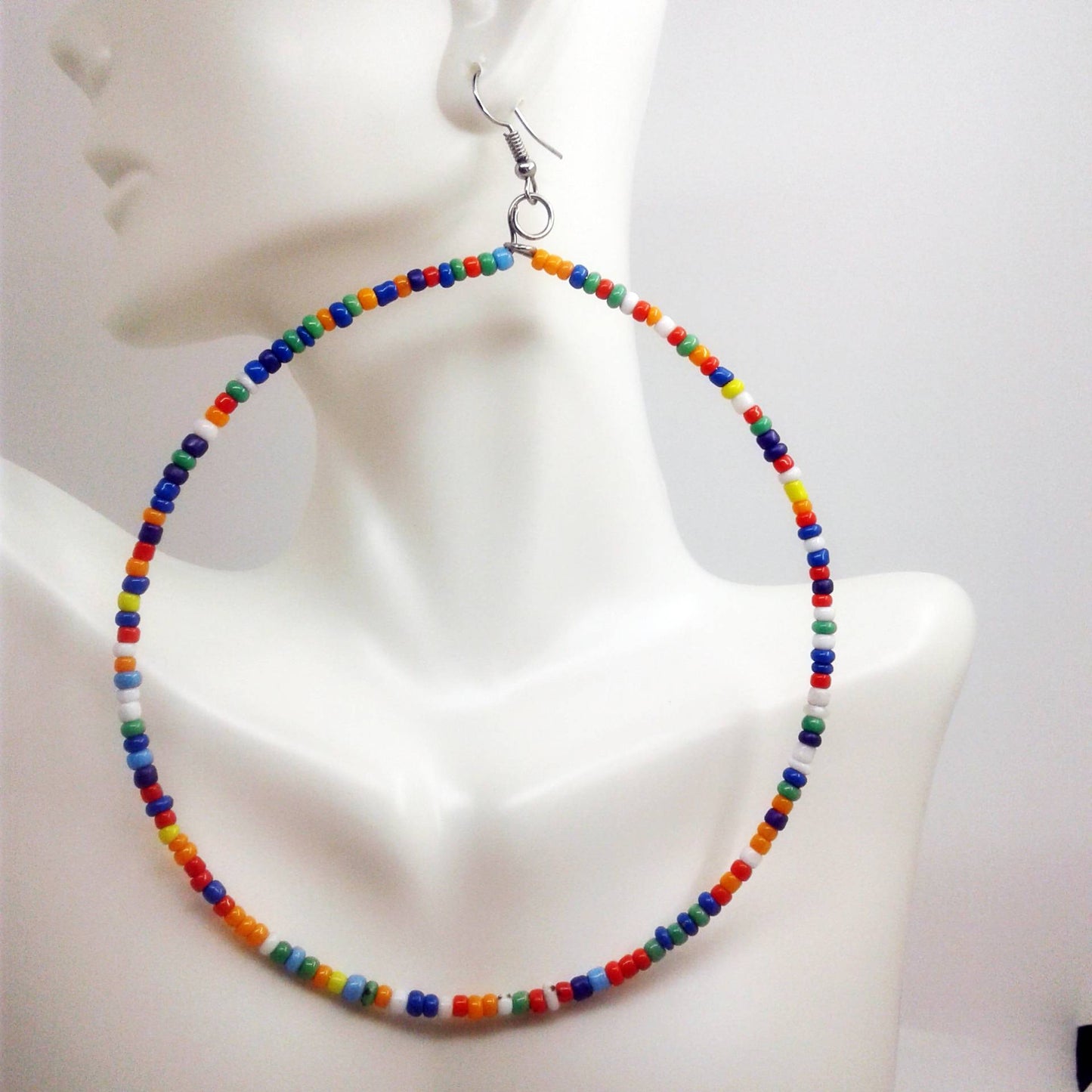 4 inch beaded hoop earrings