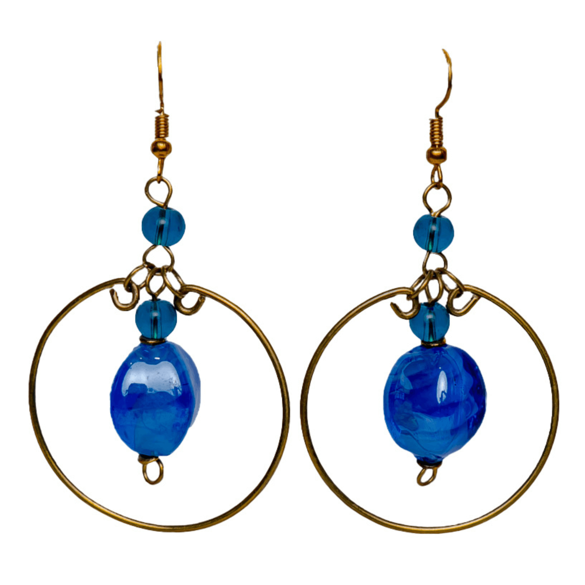 Big Hoop Earrings with blue beads