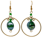 Big Hoop Earrings with Green Beads