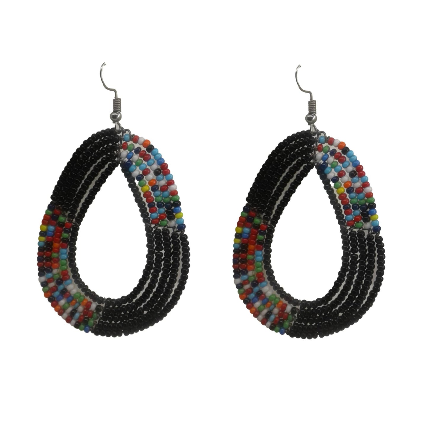 Black Beaded Hoop Earrings