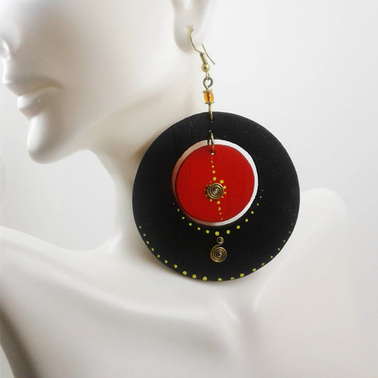 Black and Red Drop Earrings