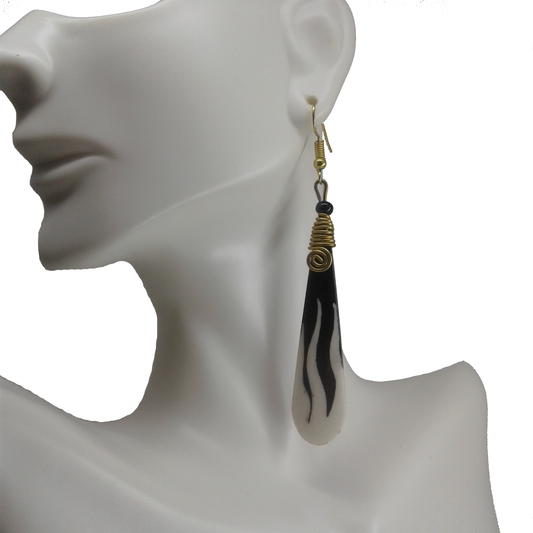black and white long earrings