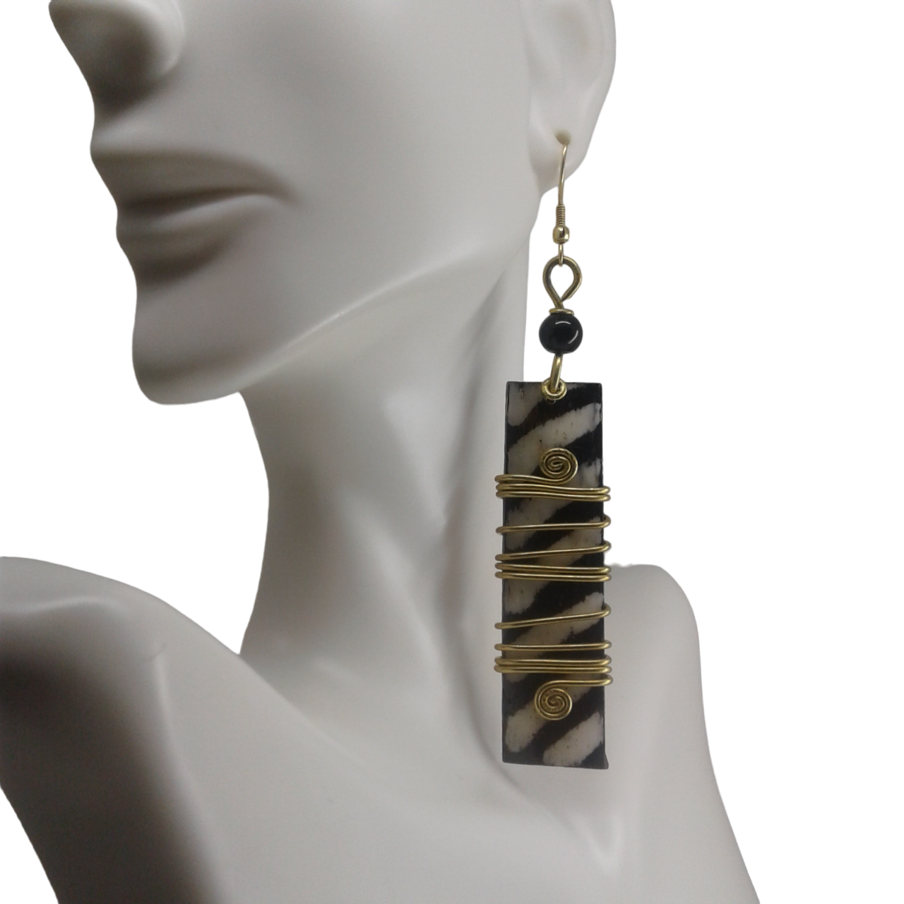 Black, white and gold earrings