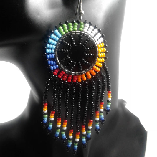 Long Beaded Tassel Earrings