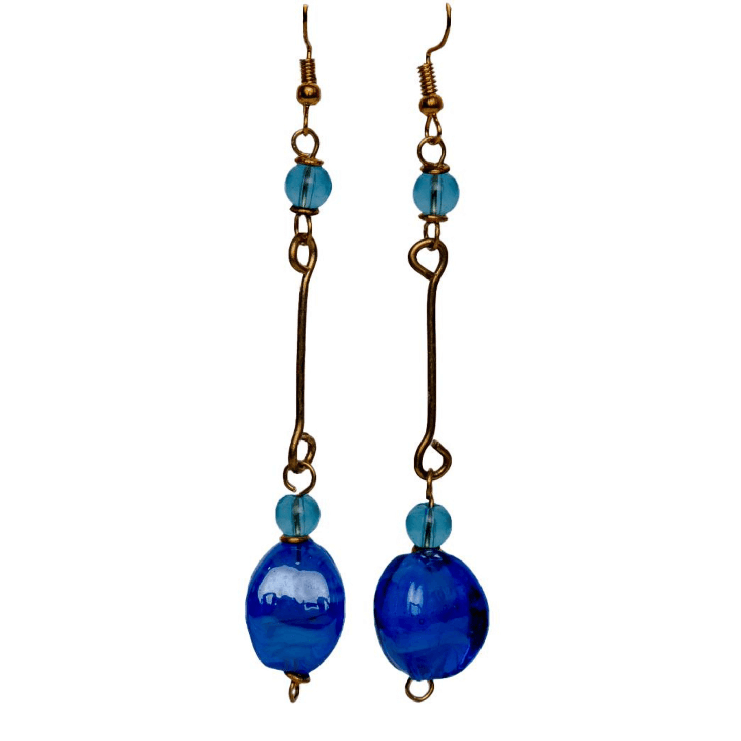 Blue Drop Ball Earrings