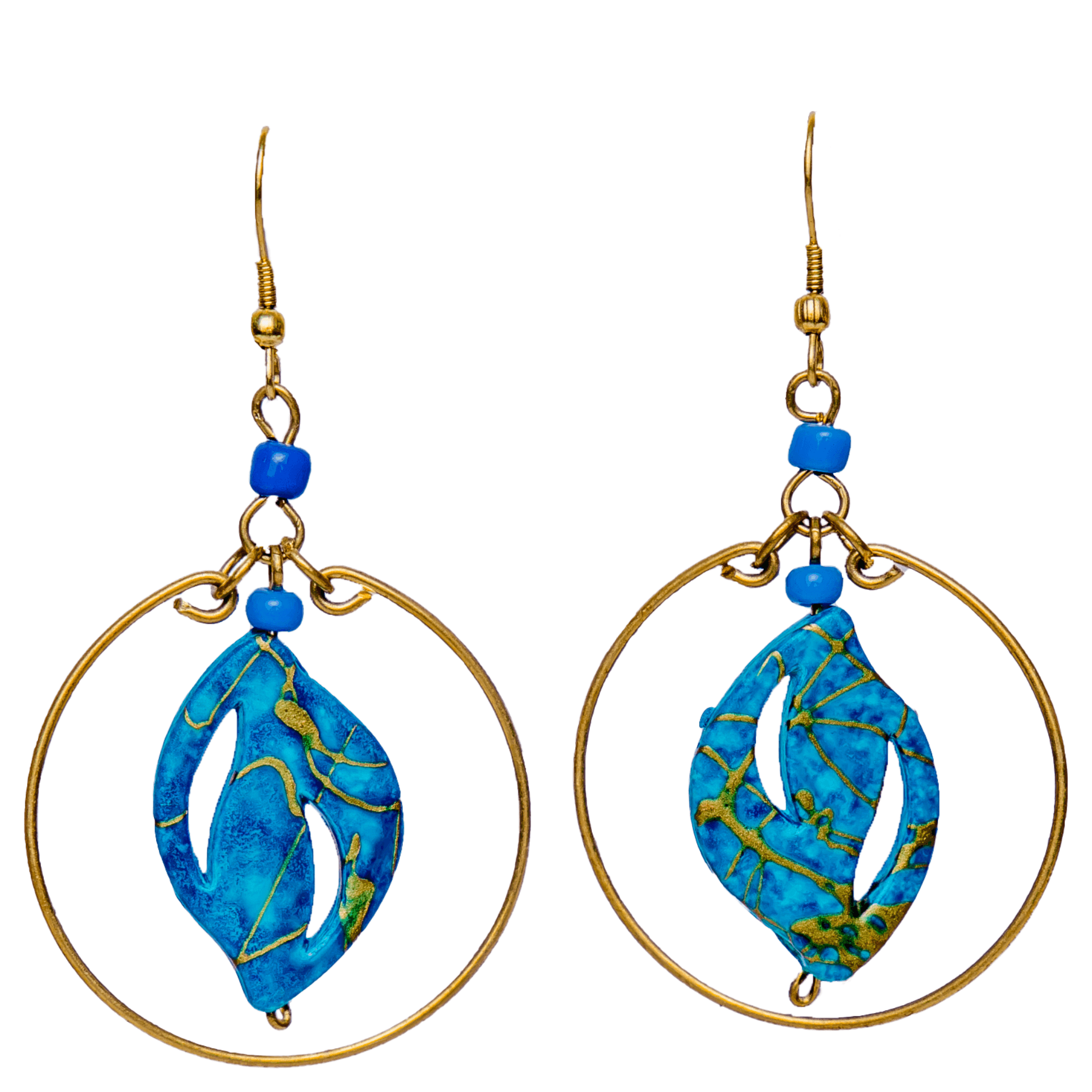 Small Mismatched Hoop Earrings Playful Blue Accents