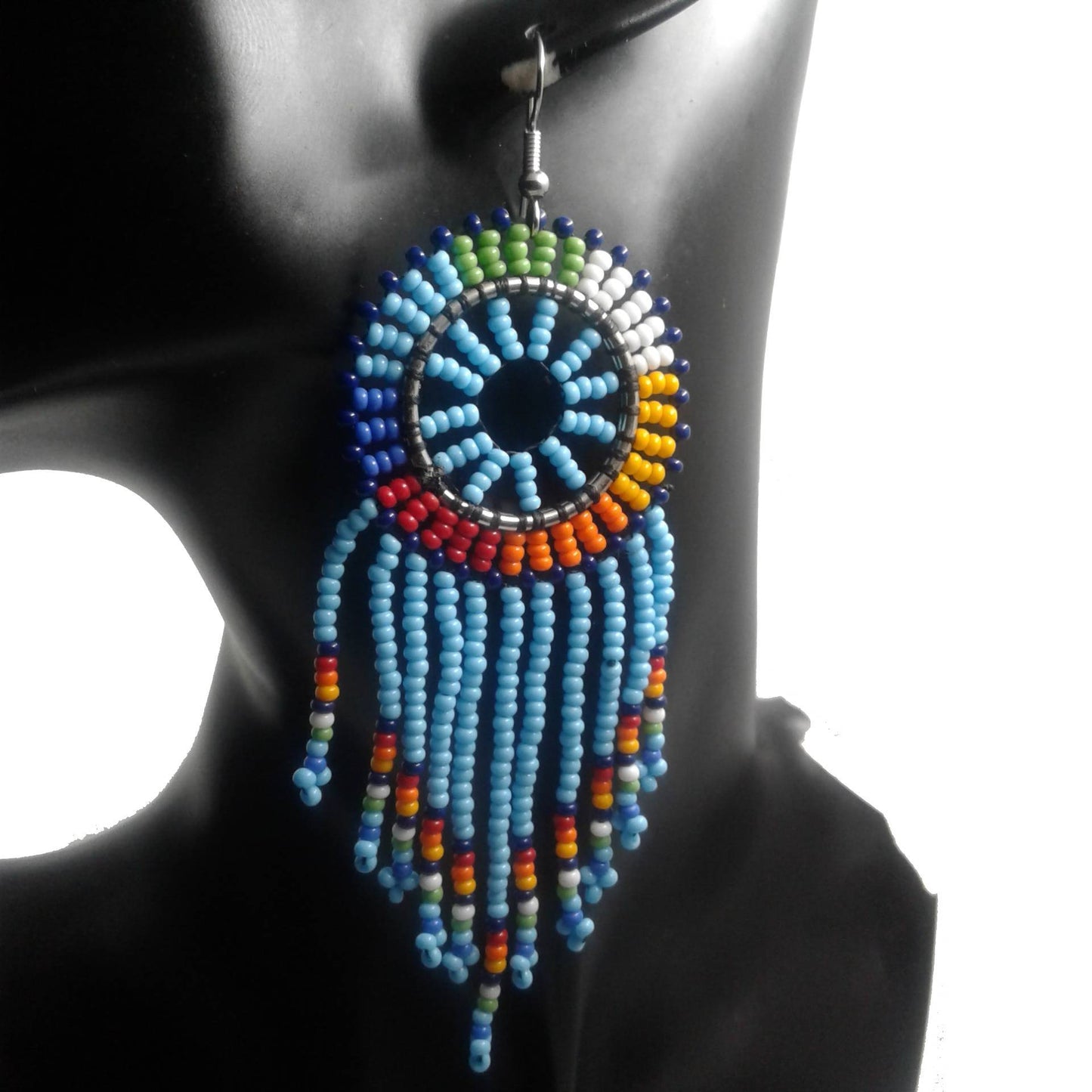 Long Beaded Tassel Earrings