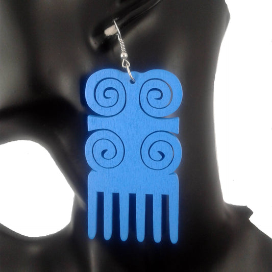 blue comb earrings