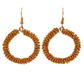 Brown Beaded Hoop Earrings