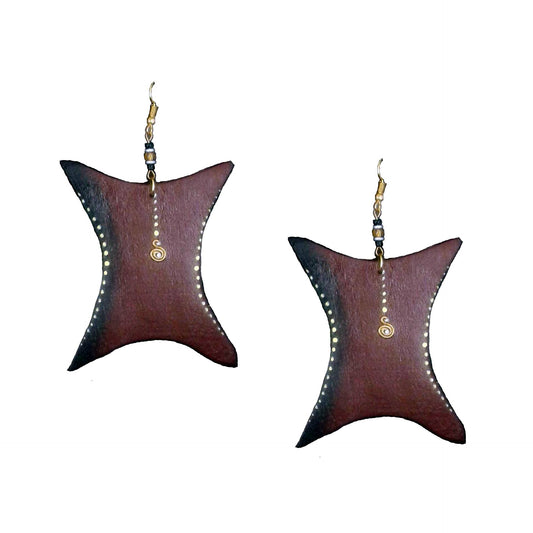 Dark Brown Wooden Dangle Earrings