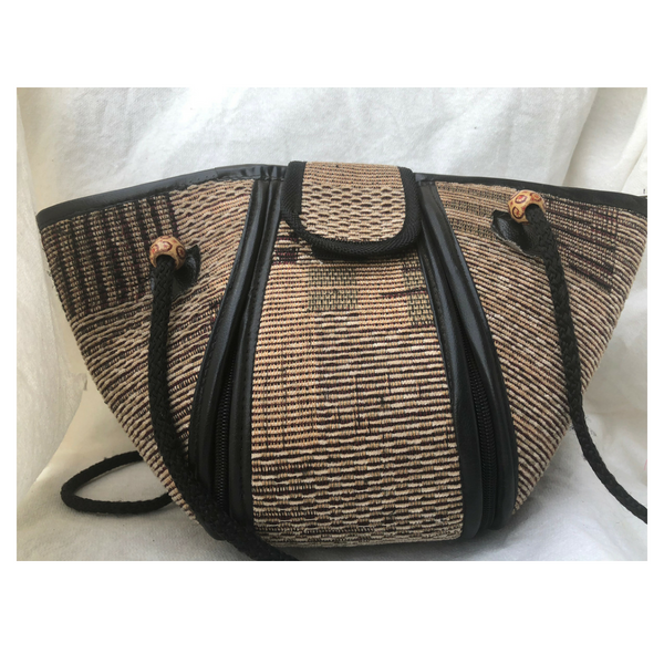 Brown and black shoulder handbag