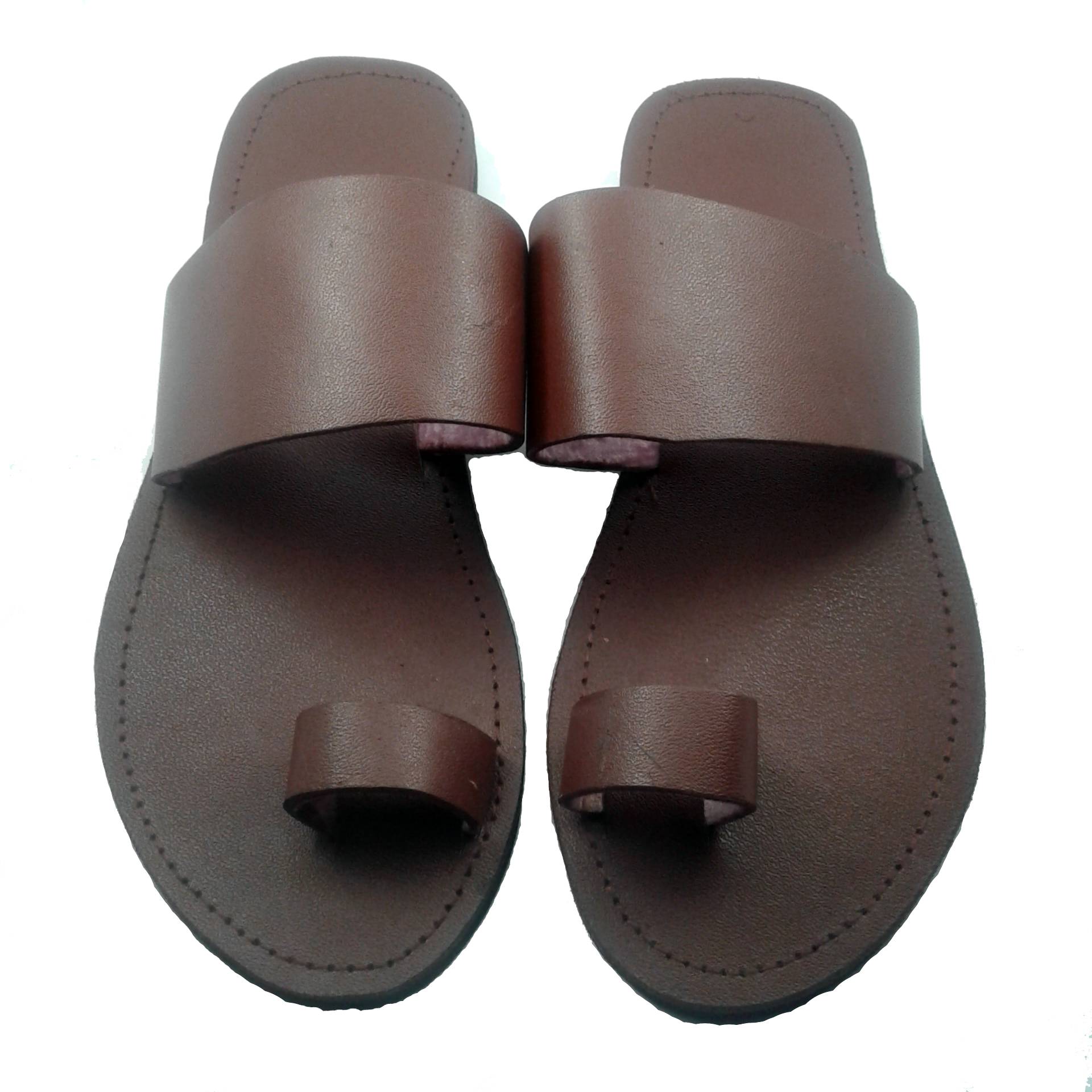 Brown leather toe ring sandals