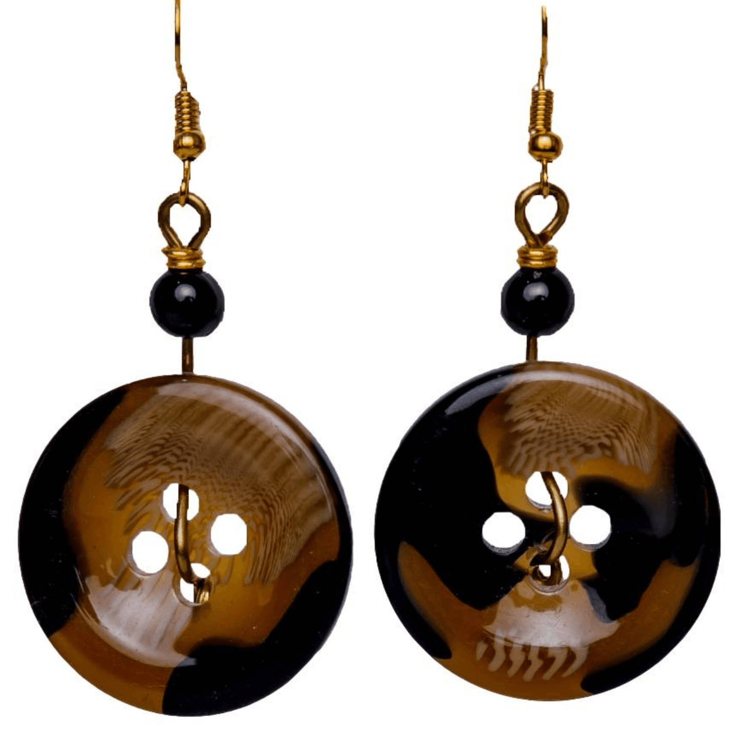 Brown and Black Button Earrings