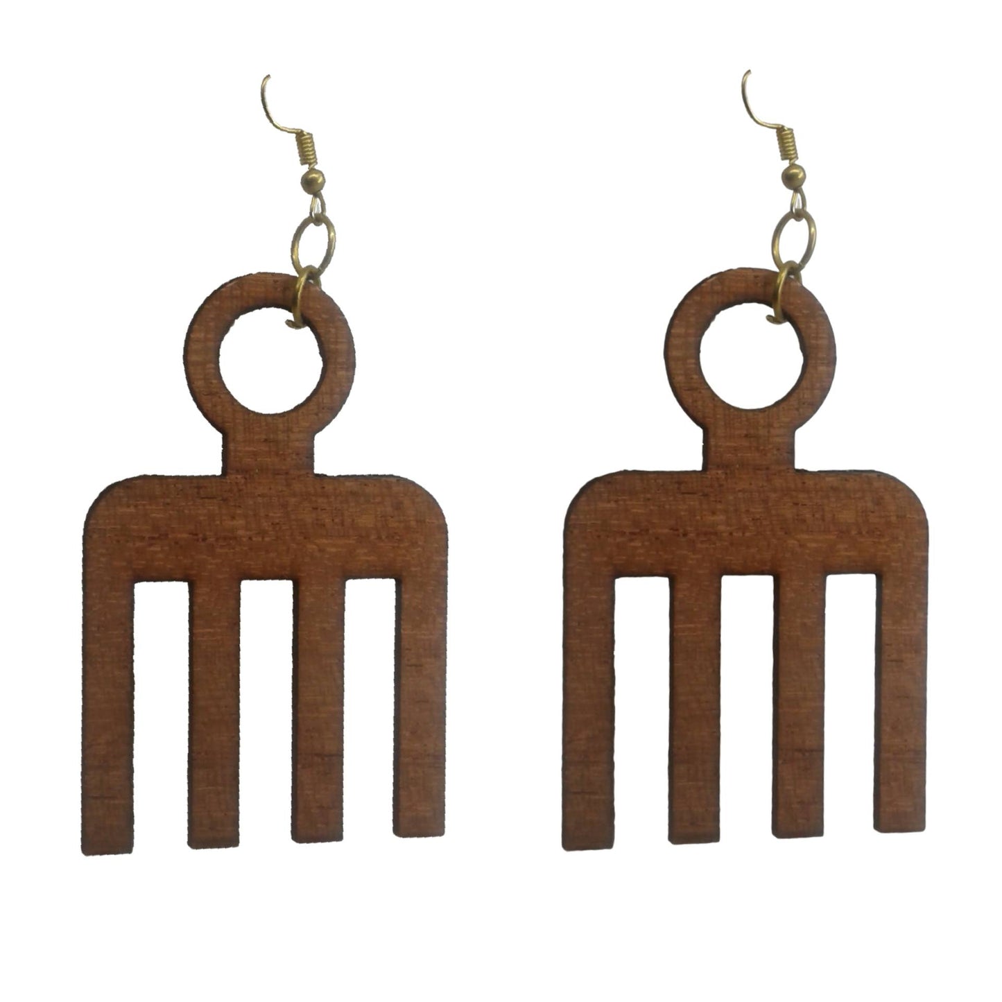 Brown Afro Pick (comb) Earrings