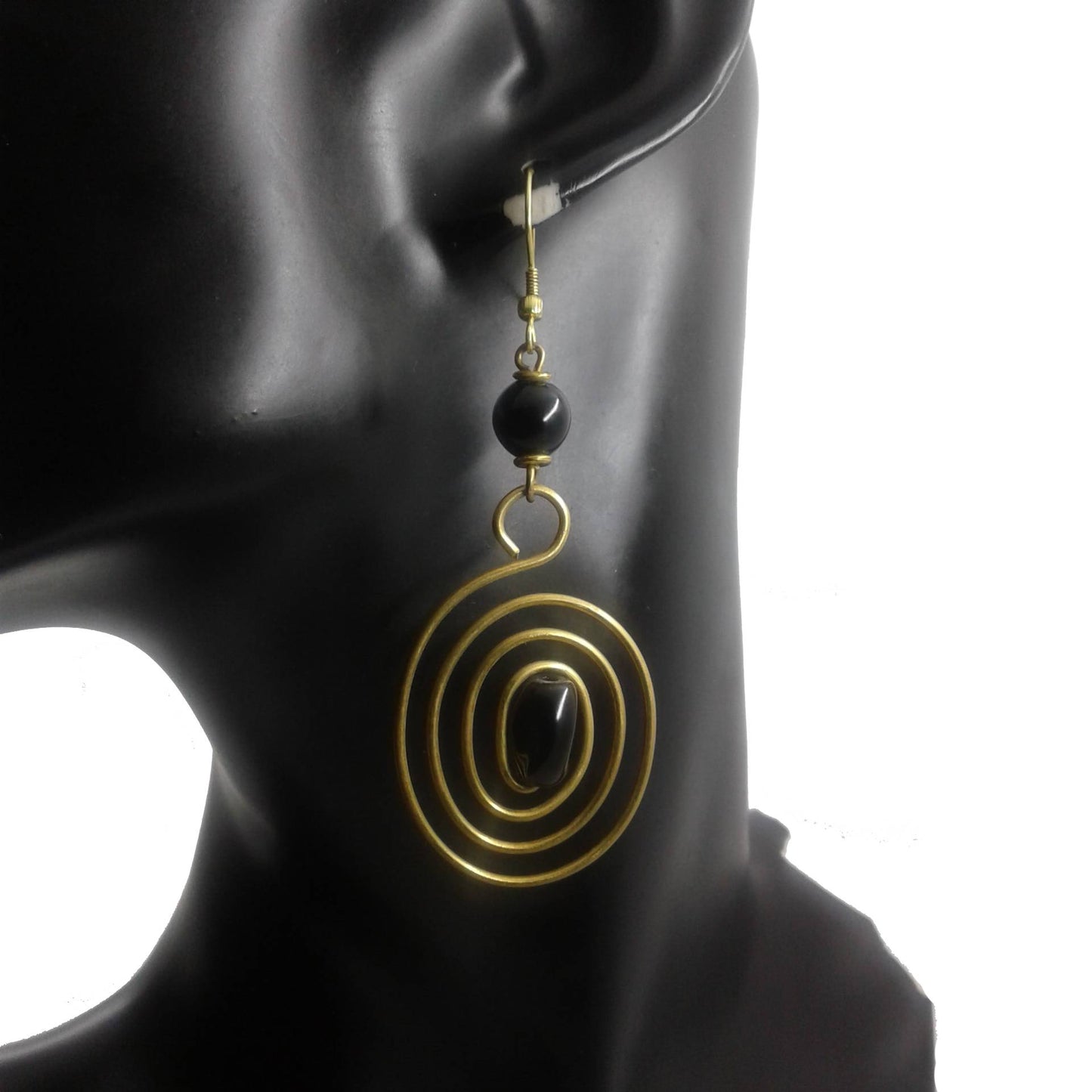 Black Bead Dangle Earrings