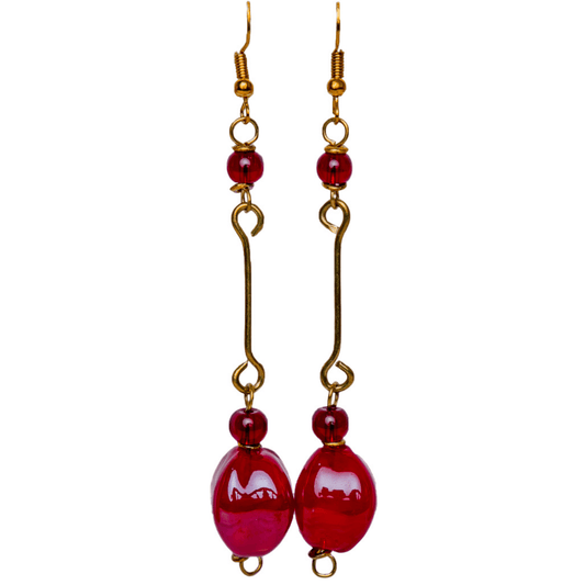 Drop Ball Earrings - Red Ball