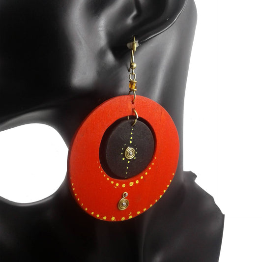 Red and Black Drop Earrings