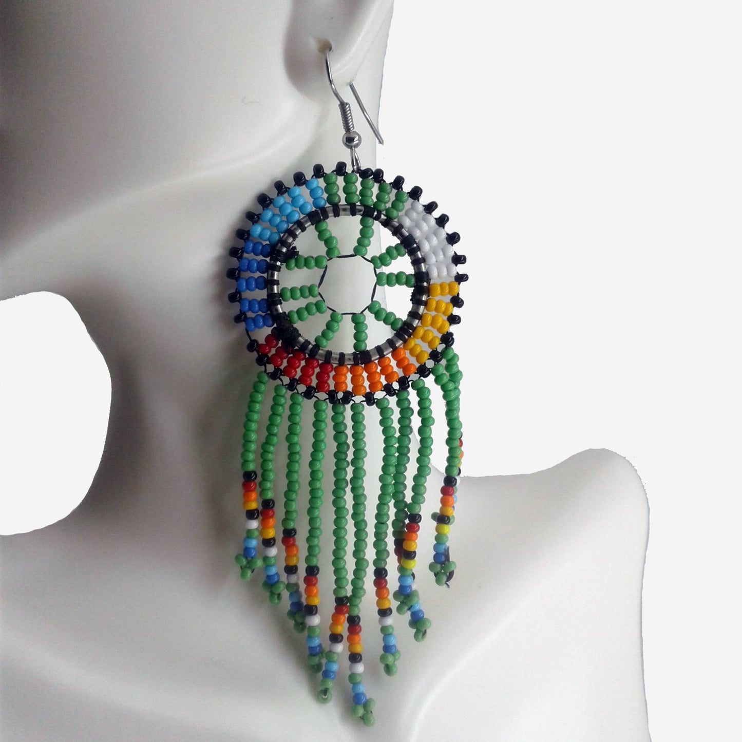 Long Beaded Tassel Earrings