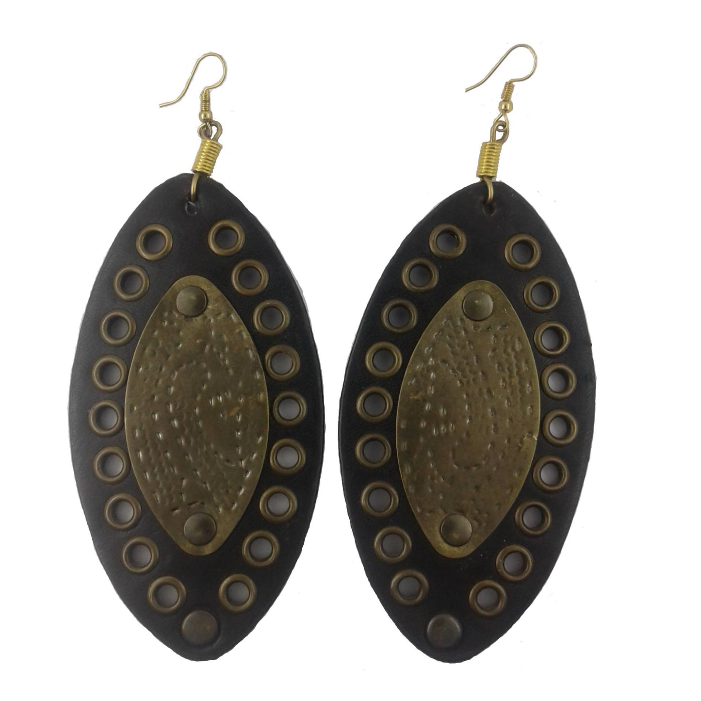 Leather and gold earrings