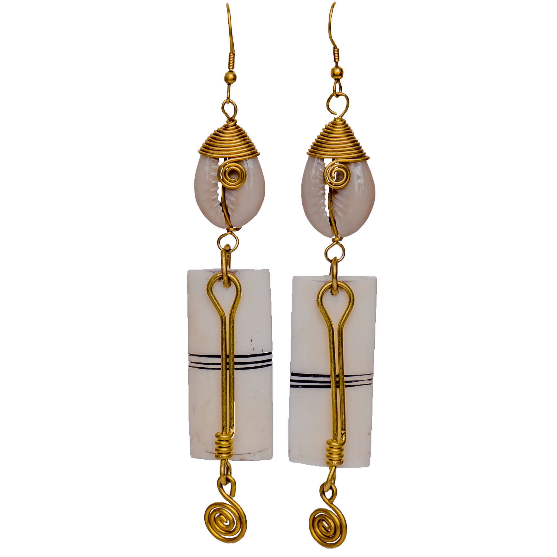 White Long Bar Earrings