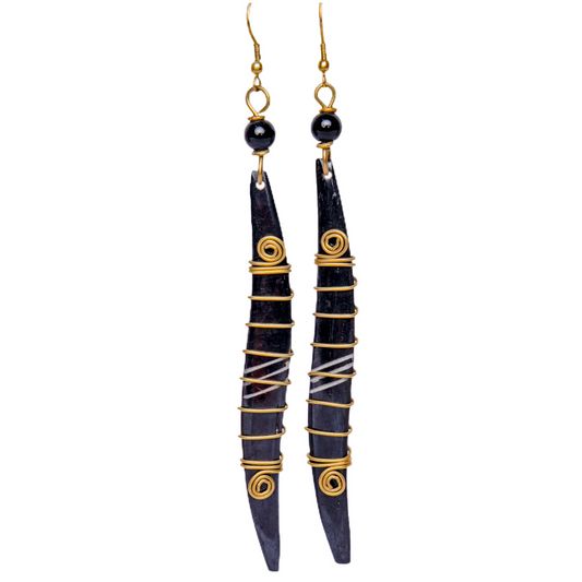 Black Long Bar Earrings