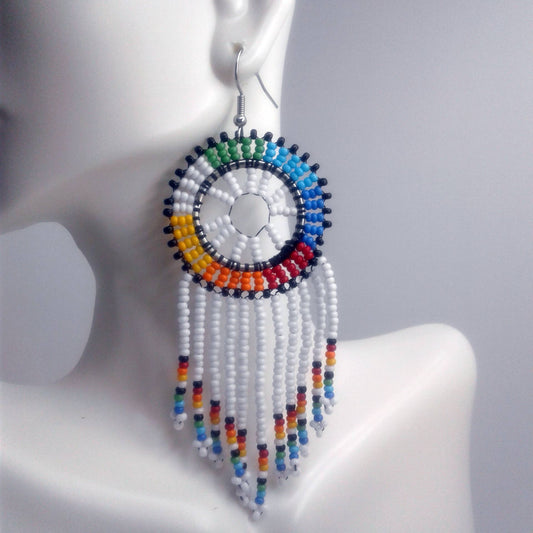 Long Beaded Tassel Earrings