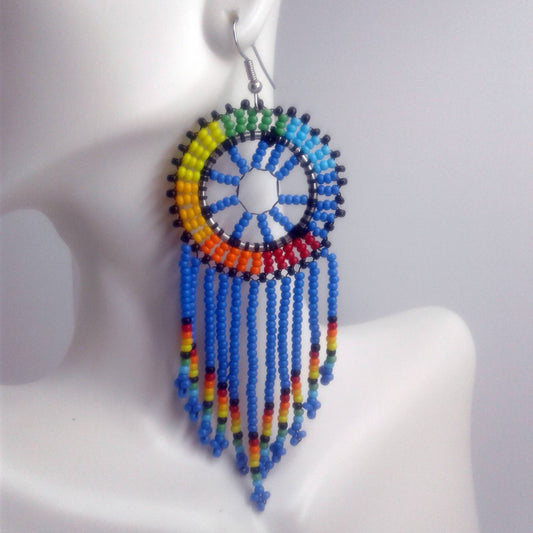 Long Beaded Tassel Earrings